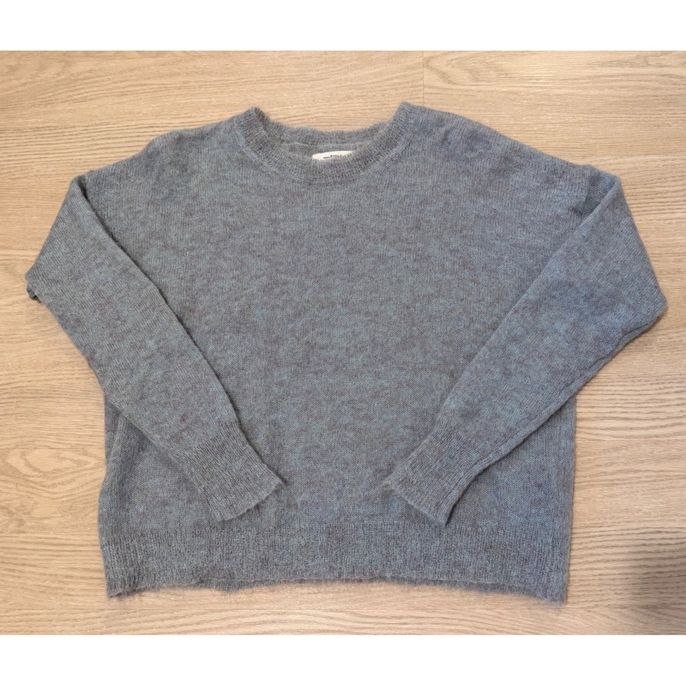 Isabel Marant Etoile Mohair Wool Sweater Women 36 Blue Crew Neck Marled Designer